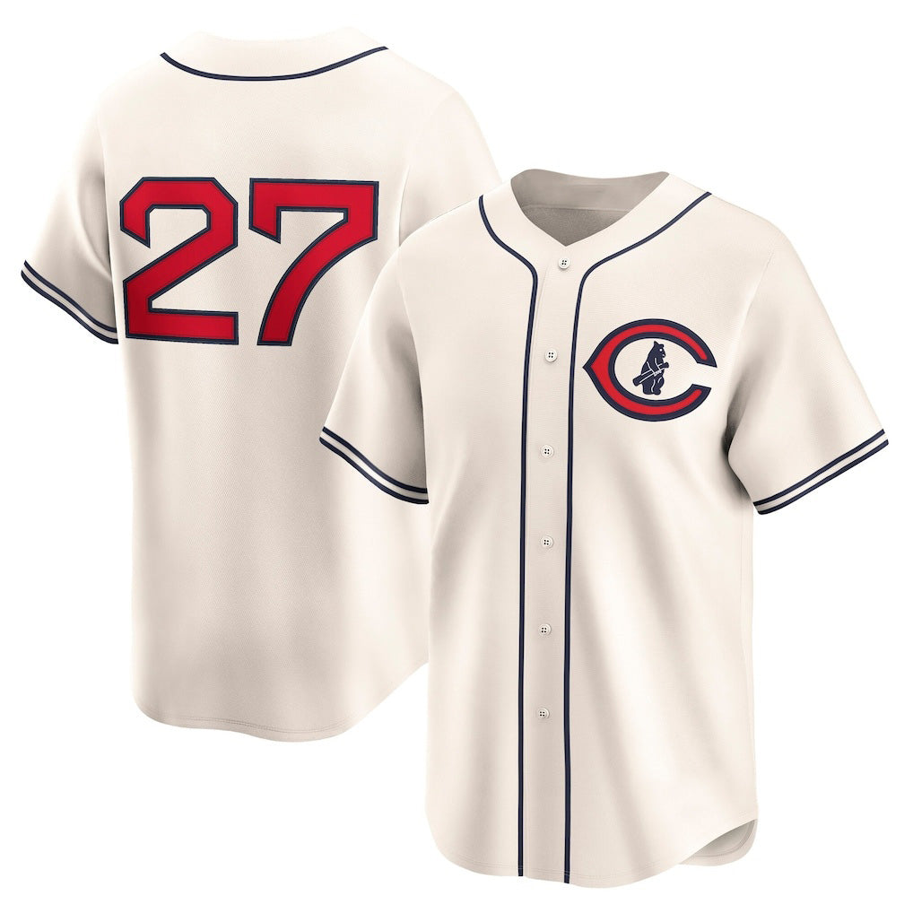 BlackjerseyChicago Cubs #27 Seiya Suzuki Cream  Throwback Cooperstown Collection Limited Jersey