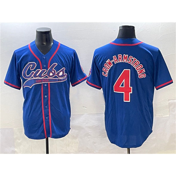BlackjerseyChicago Cubs #4 Pete Crow-Armstrong Royal  Cool Base Stitched Jersey
