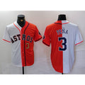 Blackjersey Houston Astros #3 Jeremy Pena Number White Orange  Split Stitched Jersey