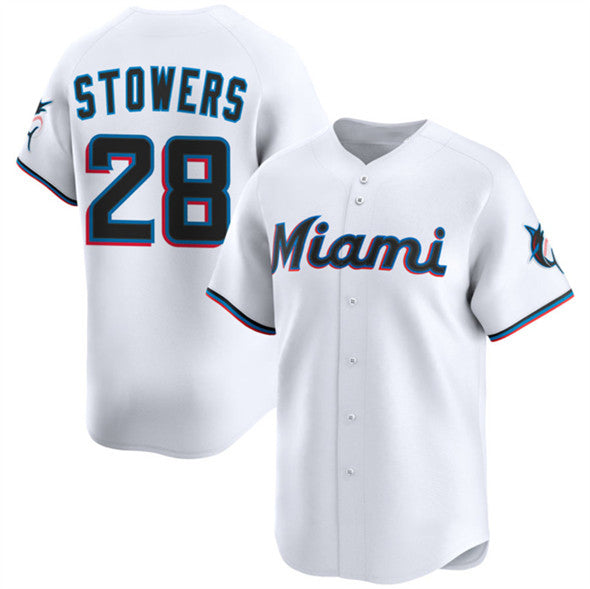 Blackjersey  Miami Marlins #28 Kyle Stowers White  2024 Home Limited Stitched Jersey