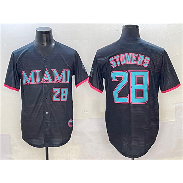 Blackjersey  Miami Marlins #28 Kyle Stowers Black  2025 City Connect Limited Stitched Jersey