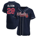 BlackjerseyAtlanta Braves #28 Matt Olson Navy  Flex Base Stitched Jersey