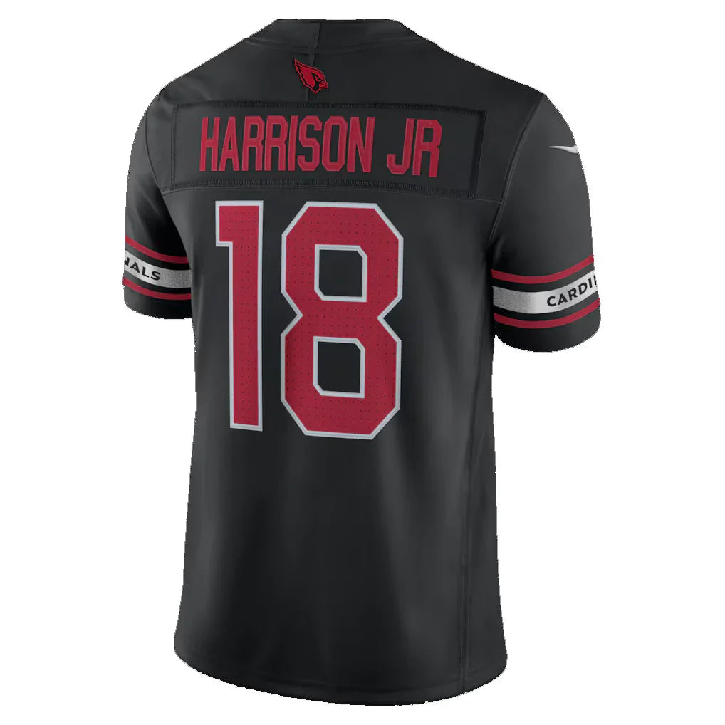 A.Cardinals #18 Marvin Harrison Jr. Black Blackjersey Alternate Vapor F.U.S.E. Stitched Limited Stitched Jerseys