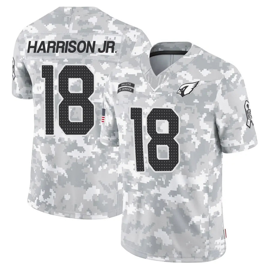 Blackjersey A.Cardinals #18 Marvin Harrison Jr. Player Camo Salute to Service Limited Stitched Stitched Jerseys