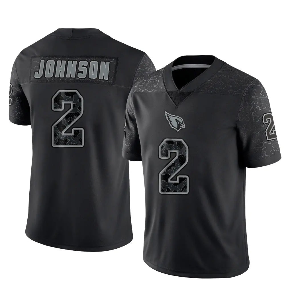 Blackjersey A.Cardinals #2 Will Johnson Player Black RFLCTV Limited Home Game Stitched Jerseys