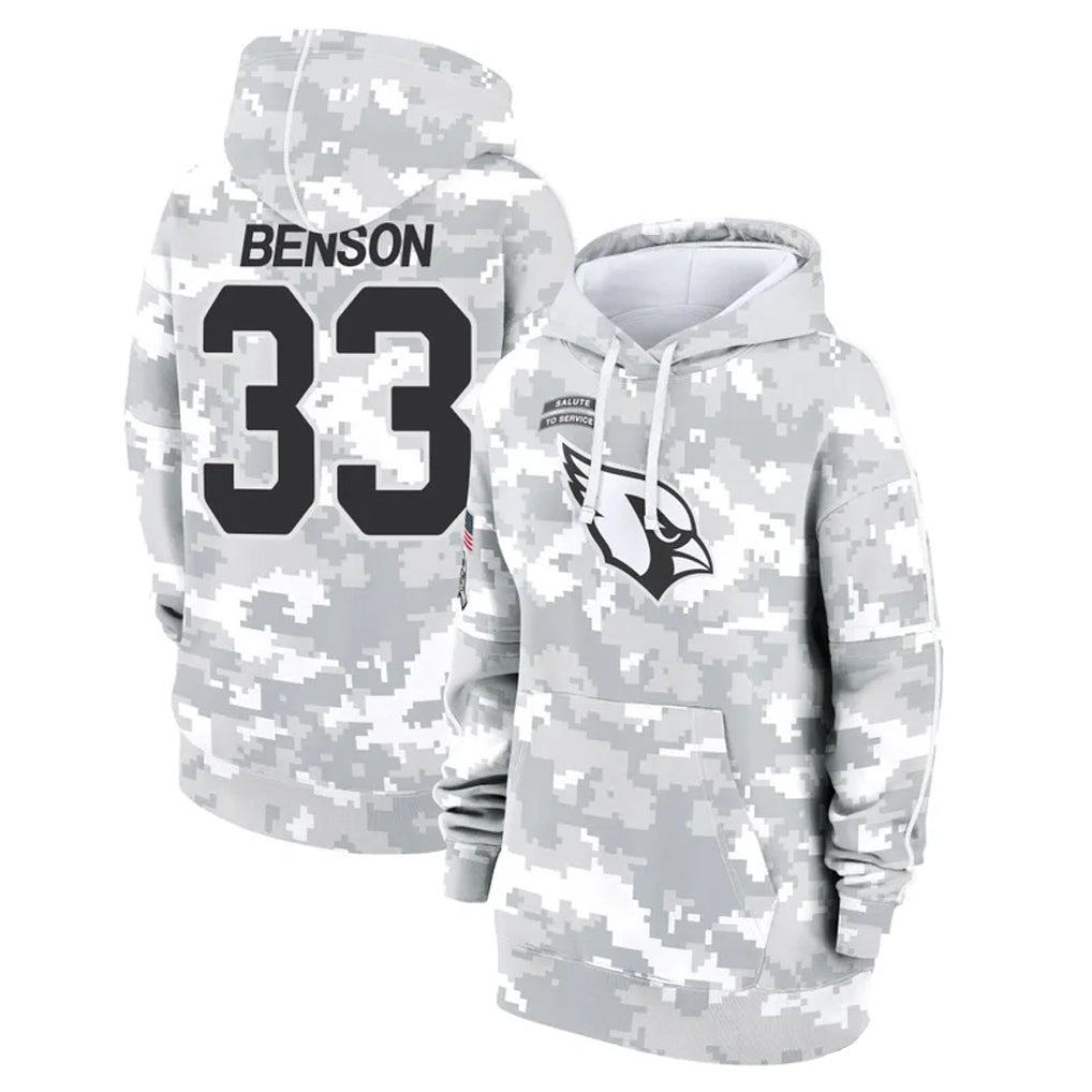 Blackjersey A.Cardinals #33 Trey Benson Player Arctic Camo Salute to Service Hoodies Stitched Jerseys