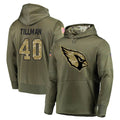 Blackjersey A.Cardinals #40 Pat Tillman Player Olive Salute to Service Limited Hoodie Stitched Jerseys