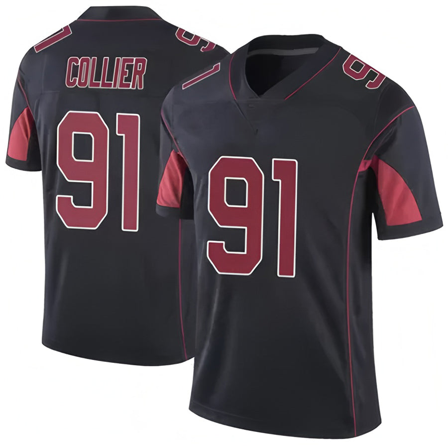 Blackjersey A.Cardinals #91 L.J. Collier Player Black Vapor Limited Elite Stitched Jerseys