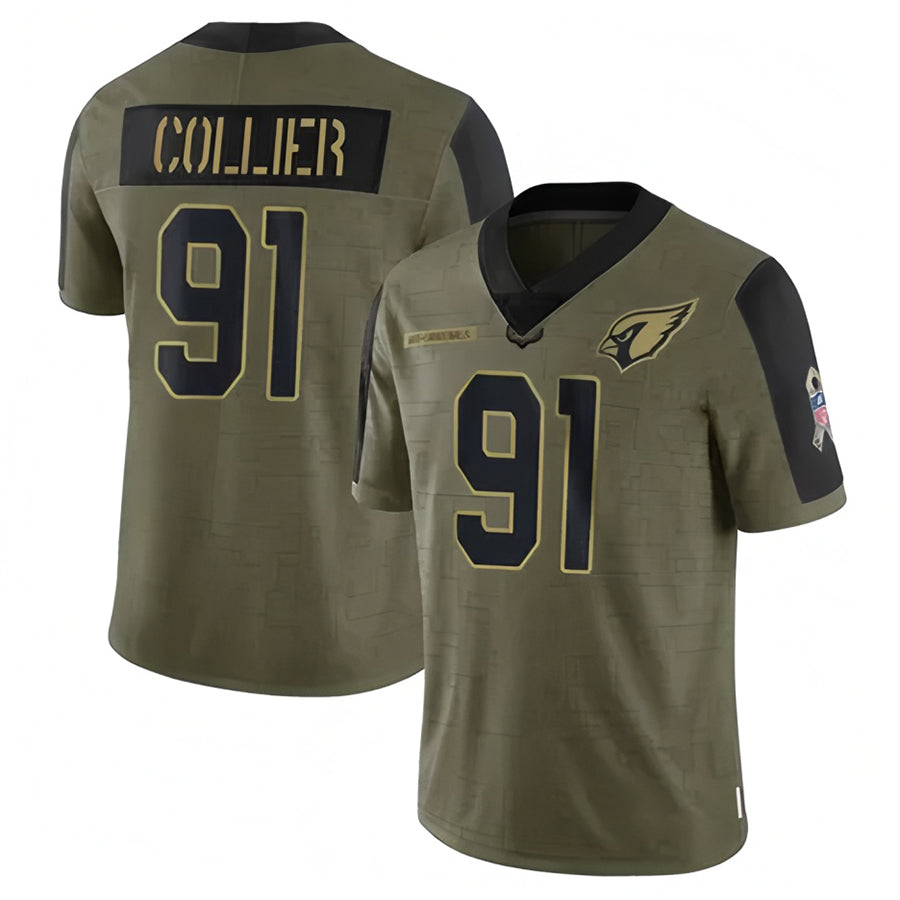 Blackjersey A.Cardinals #91 L.J. Collier Player Olive Salute To Service Stitched Jerseys