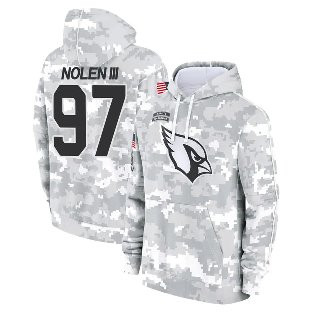 Blackjersey A.Cardinals #97 Walter Nolen Player Arctic Camo Salute to Service Limited Hoodies Stitched Jerseys