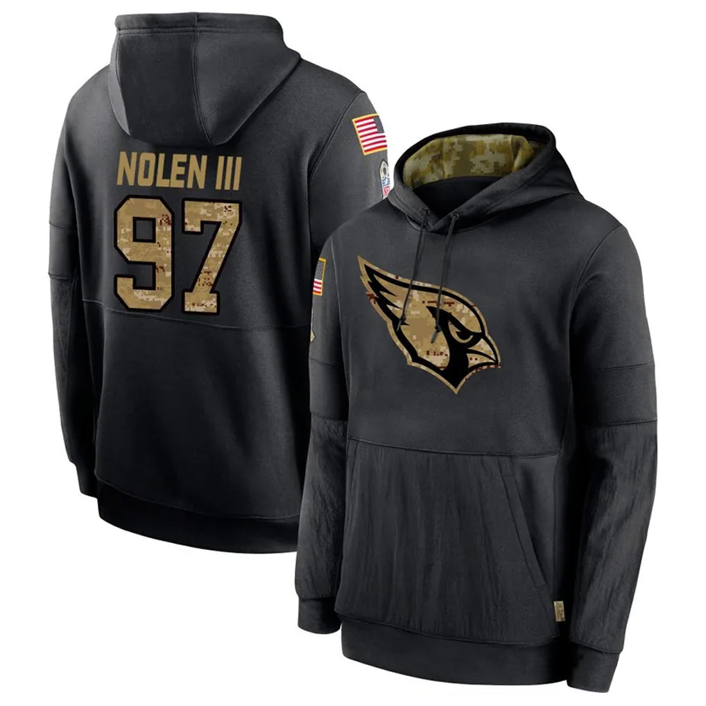 Blackjersey A.Cardinals #97 Walter Nolen Player Black Salute to Service Limited Hoodies Stitched Jerseys