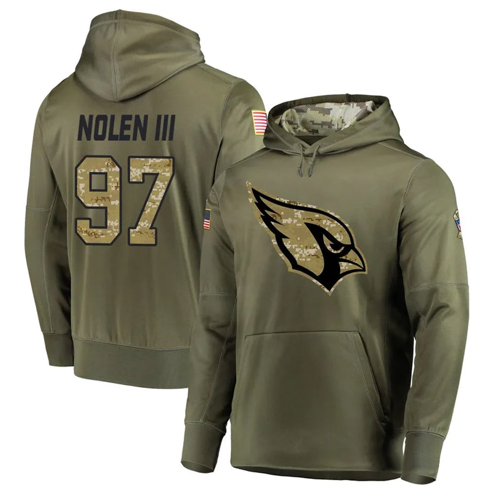 Blackjersey A.Cardinals #97 Walter Nolen Player Olive Salute to Service Limited Hoodies Stitched Jerseys