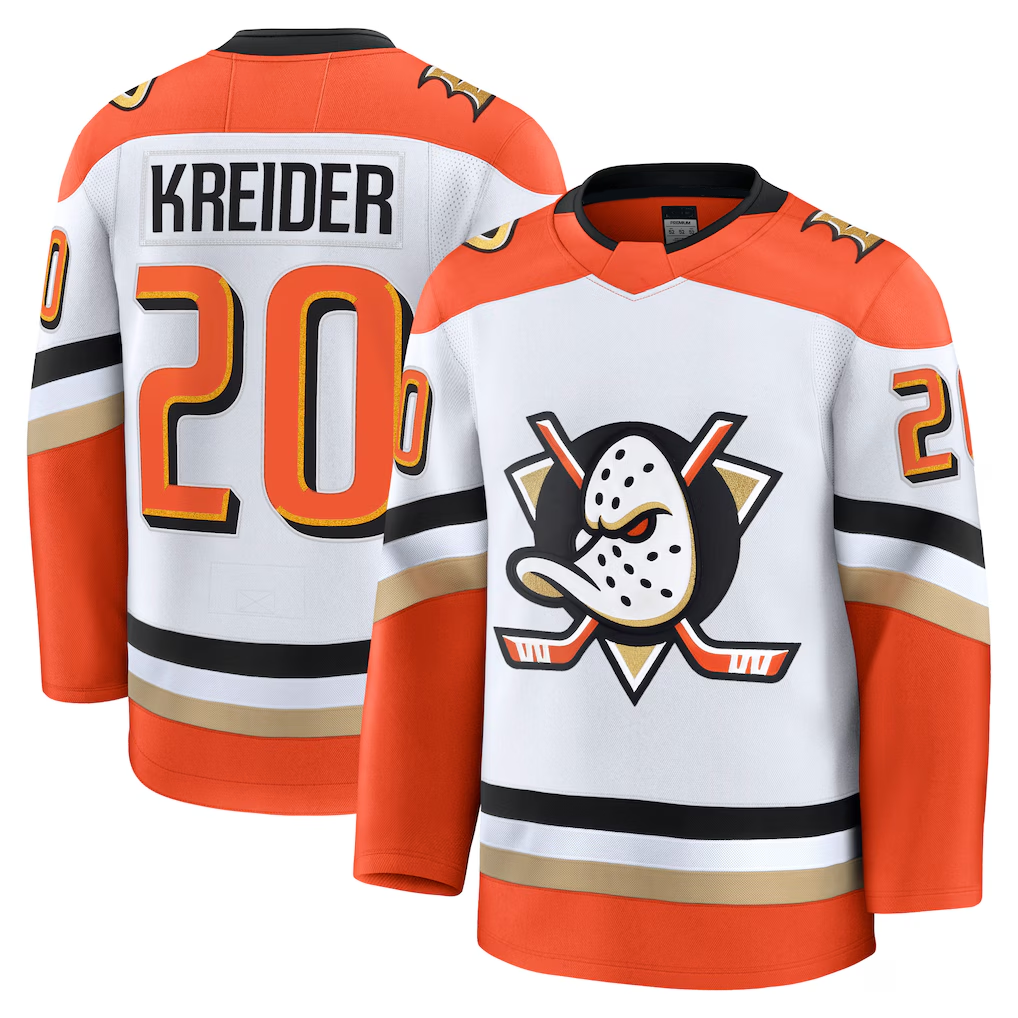 Blackjersey A.Ducks #20 Chris Kreider White Away Premium Jerseys