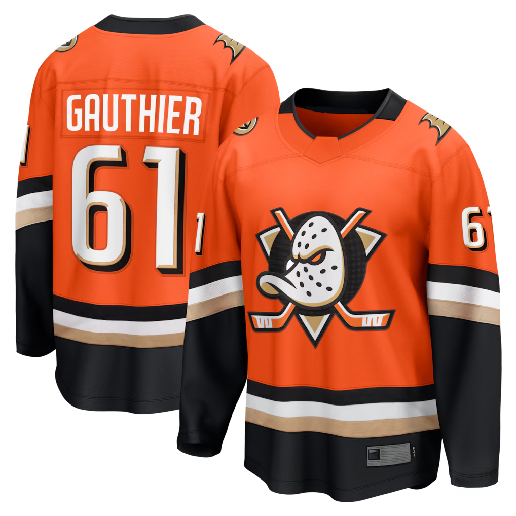 Blackjersey A.Ducks #61 Cutter Gauthier Orange Home Breakaway Jerseys