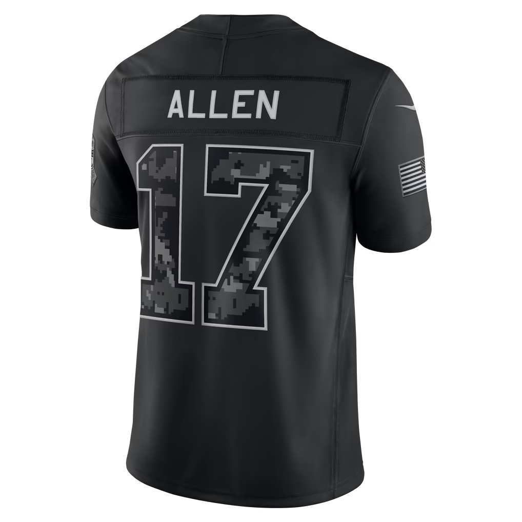 B.Bills #17 Josh Allen Black 2026 Salute to Service Stitched Limited Jersey