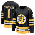 Blackjersey B.Bruins #1 Jeremy Swayman Black Home Breakaway Stitched Jerseys