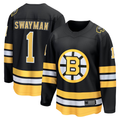 Blackjersey B.Bruins #1 Jeremy Swayman Black Home Breakaway Player Stitched Jerseys