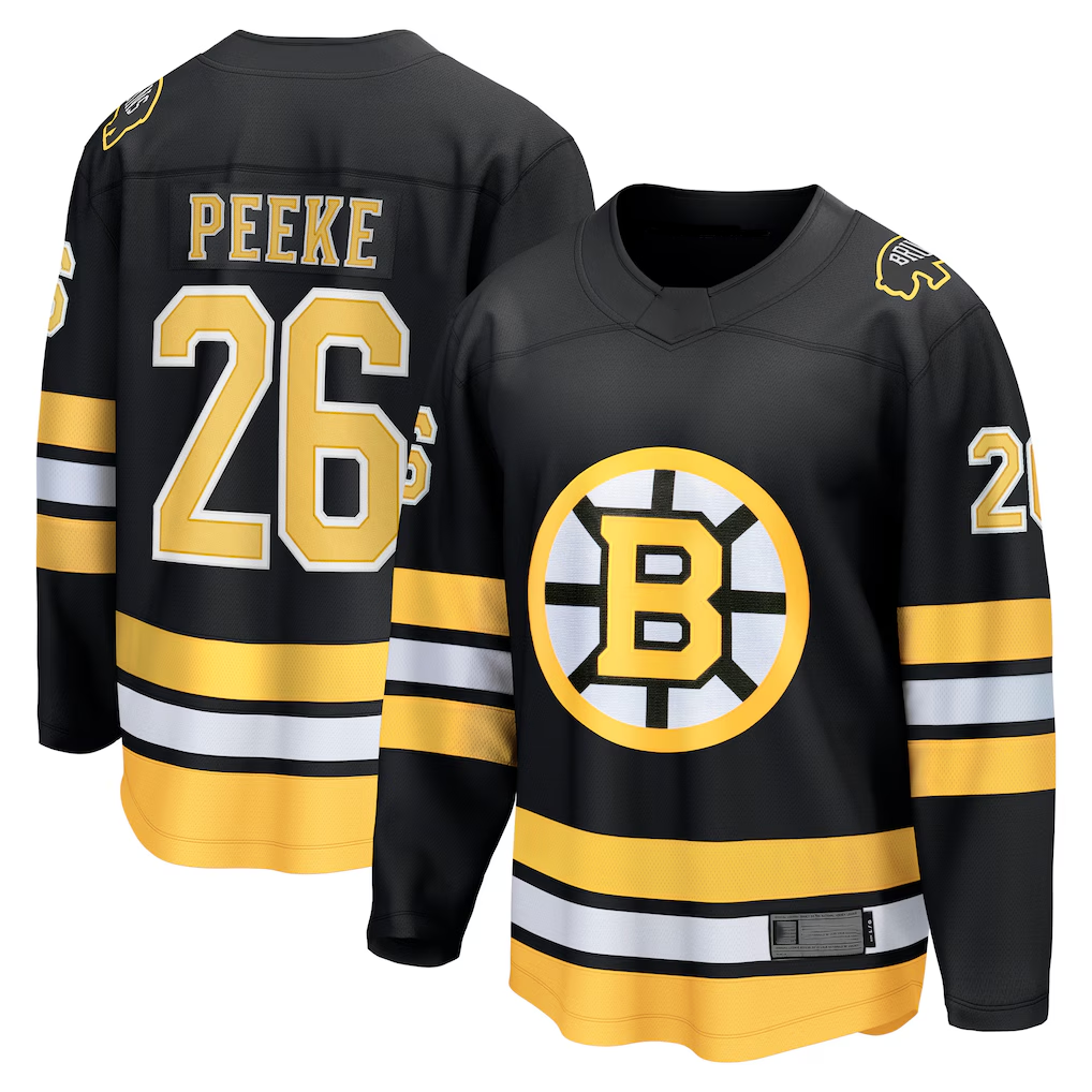 Blackjersey B.Bruins #26 Andrew Peeke Black Home Breakaway Player Stitched Jerseys