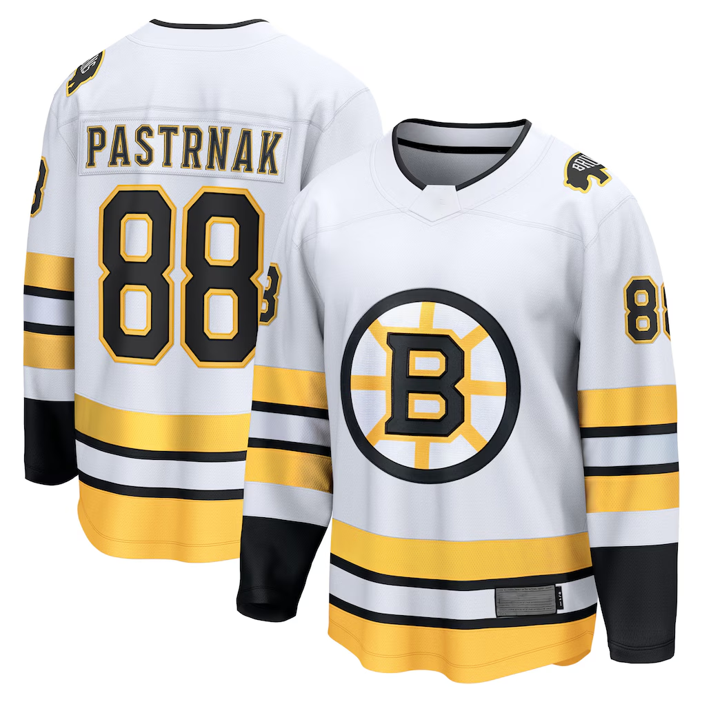 Blackjersey B.Bruins #88 David Pastrnak White Away Breakaway Player Stitched Jerseys
