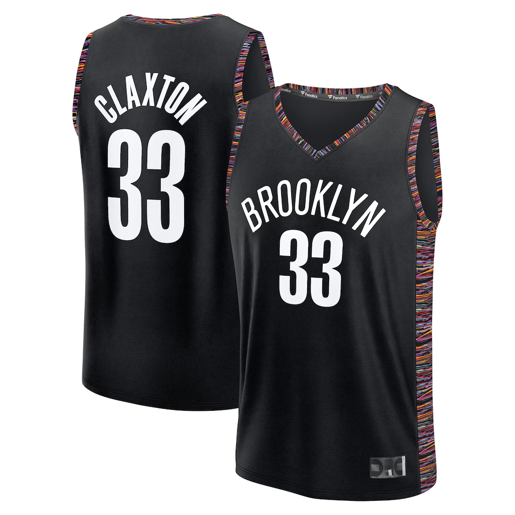 Blackjersey B.Nets #33 Nic Claxton  Black 202526 City Edition Fast Break Jerseys