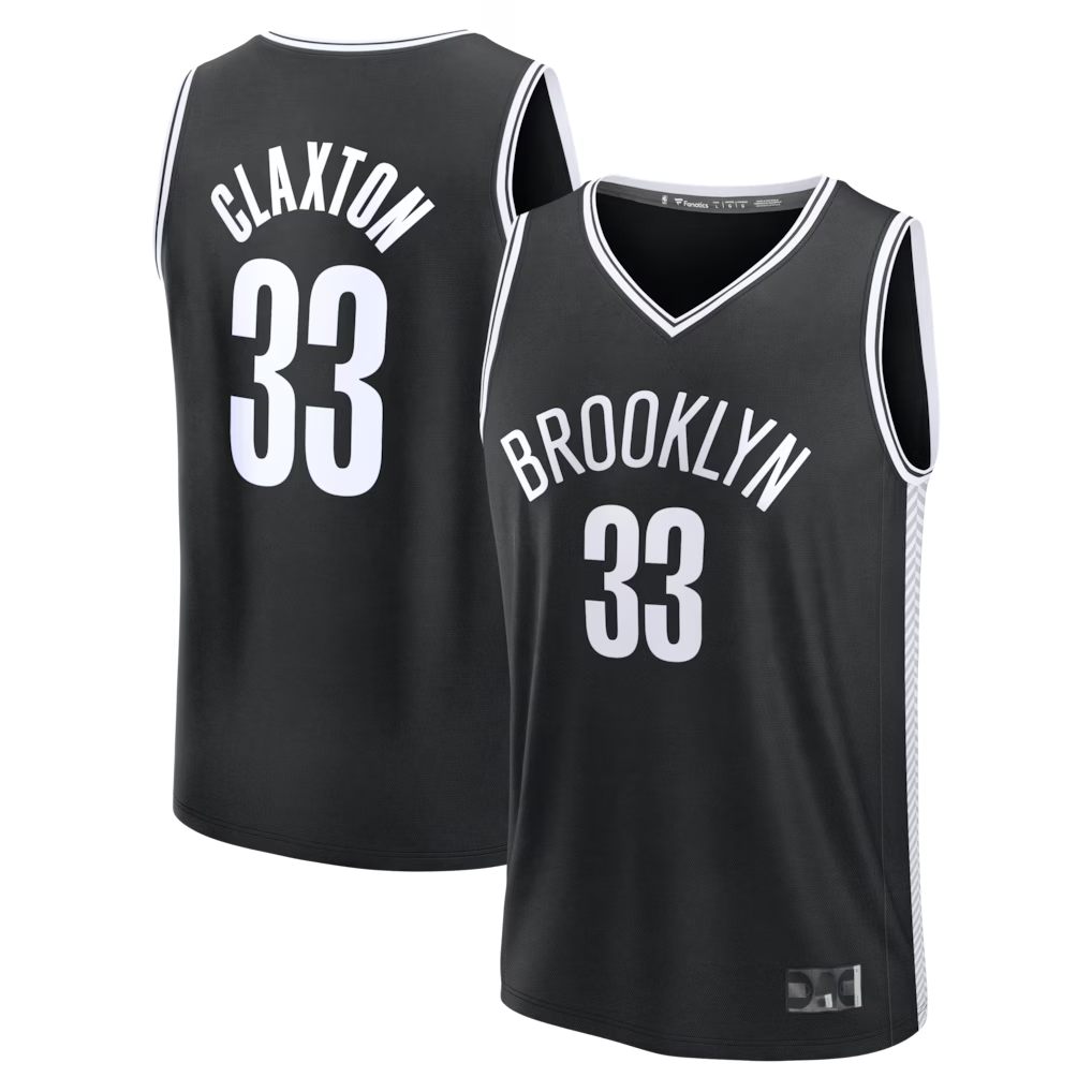 Blackjersey B.Nets #33 Nic Claxton  Black Fast Break Replica Jerseys - Icon Edition