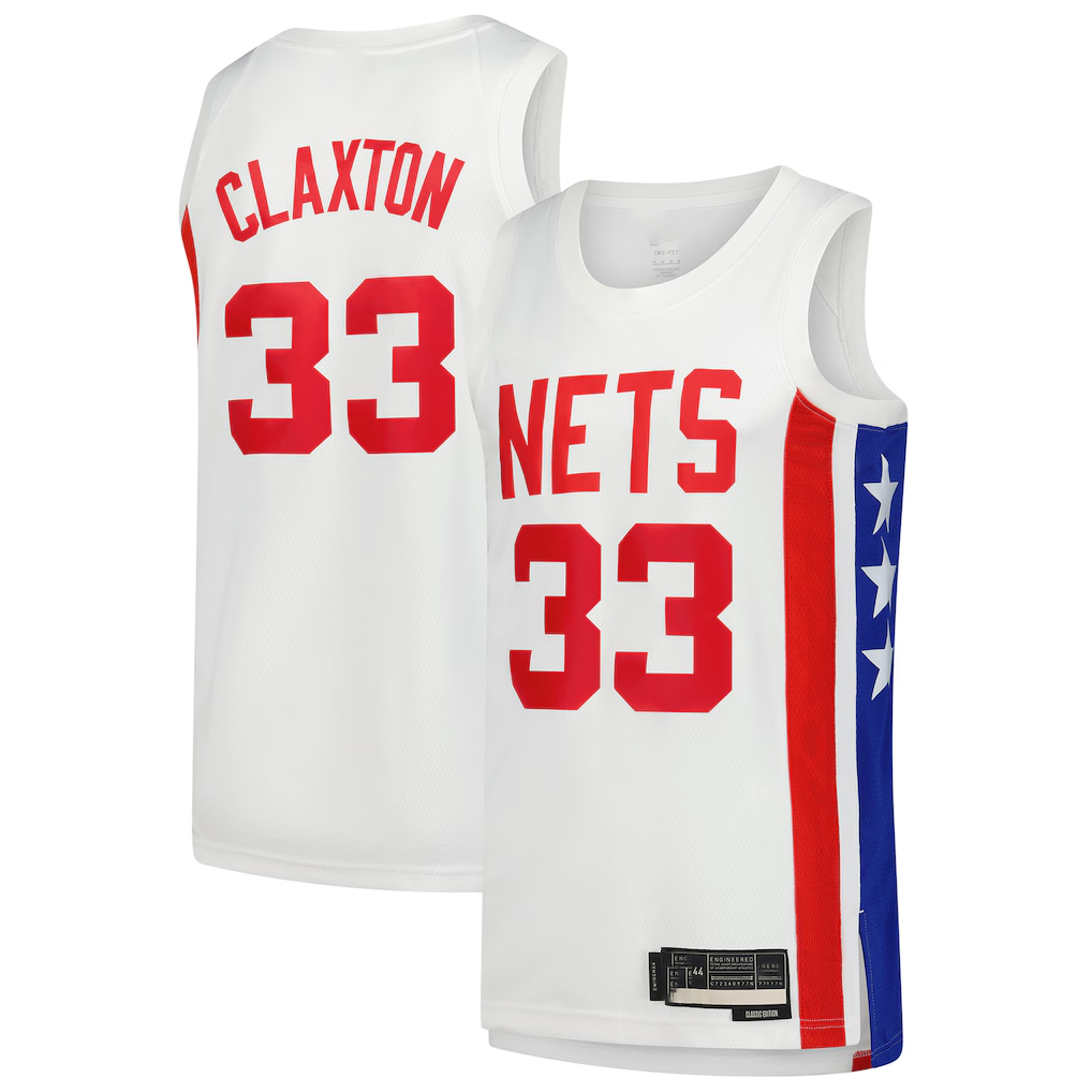 Blackjersey B.Nets #33 Nic Claxton White Swingman Jerseys - Classic Edition
