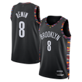 Blackjersey B.Nets #8 Egor D?min Black 202526 Swingman Jerseys - City Edition