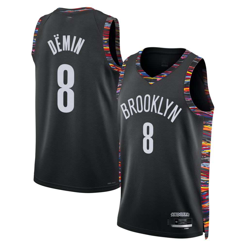Blackjersey B.Nets #8 Egor D?min Black 202526 Swingman Jerseys - City Edition