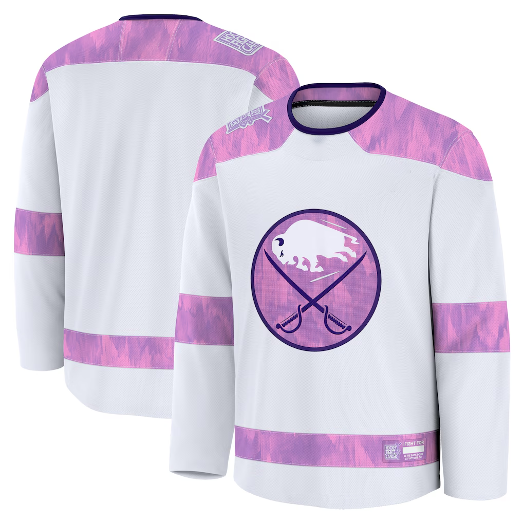 Blackjersey B.Sabres White 2024 Hockey Fights Cancer Practice Stitched Jerseys