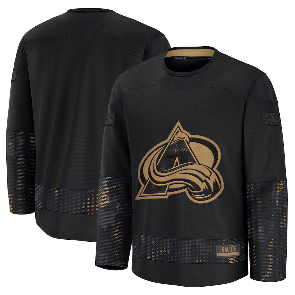 Blackjersey C.Avalanche Black 2024 Military Appreciation Practice Jerseys