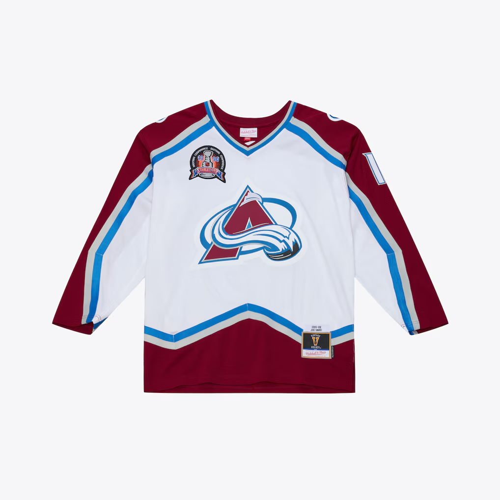 Blackjersey C.Avalanche Joe Sakic Mitchell & Ness White 1995 Power Play Jerseys