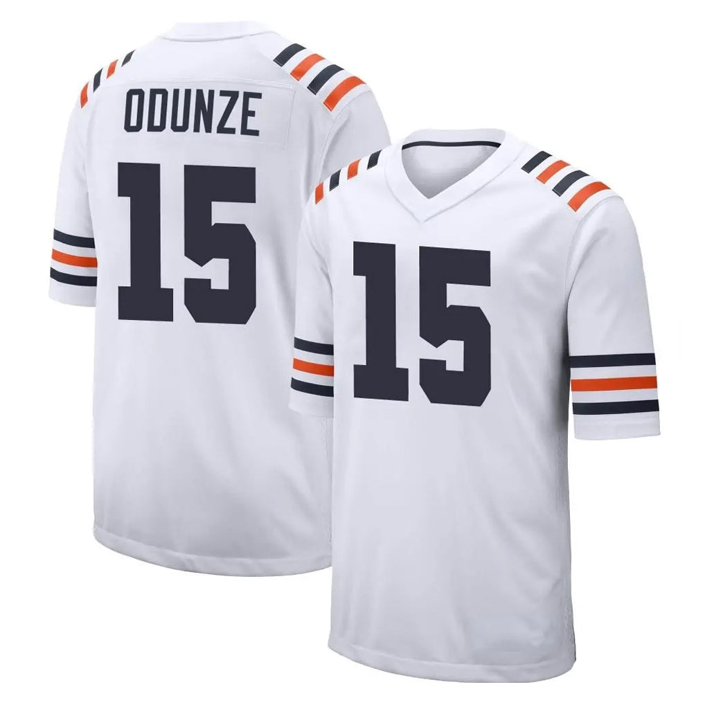 C.Bears #15 Rome Odunze Player White Blackjersey Classic Home Game Stitched Jerseys