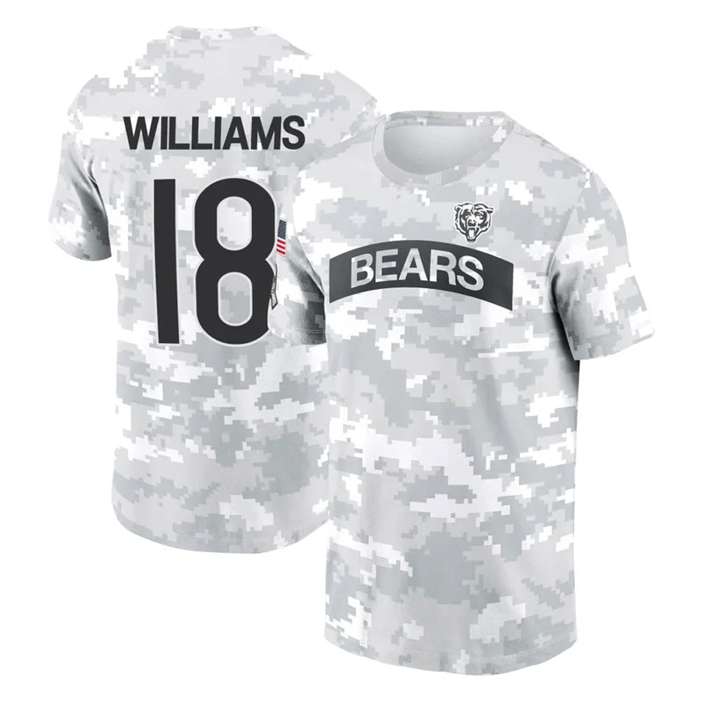 Blackjersey C.Bears #18 Caleb Williams Player Arctic Camo Salute to Service Performance T-Shirt Limited Stitched Jerseys