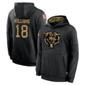 Blackjersey C.Bears #18 Caleb Williams Player Black Salute to Service Pullover Hoodies Limited Stitched Jerseys
