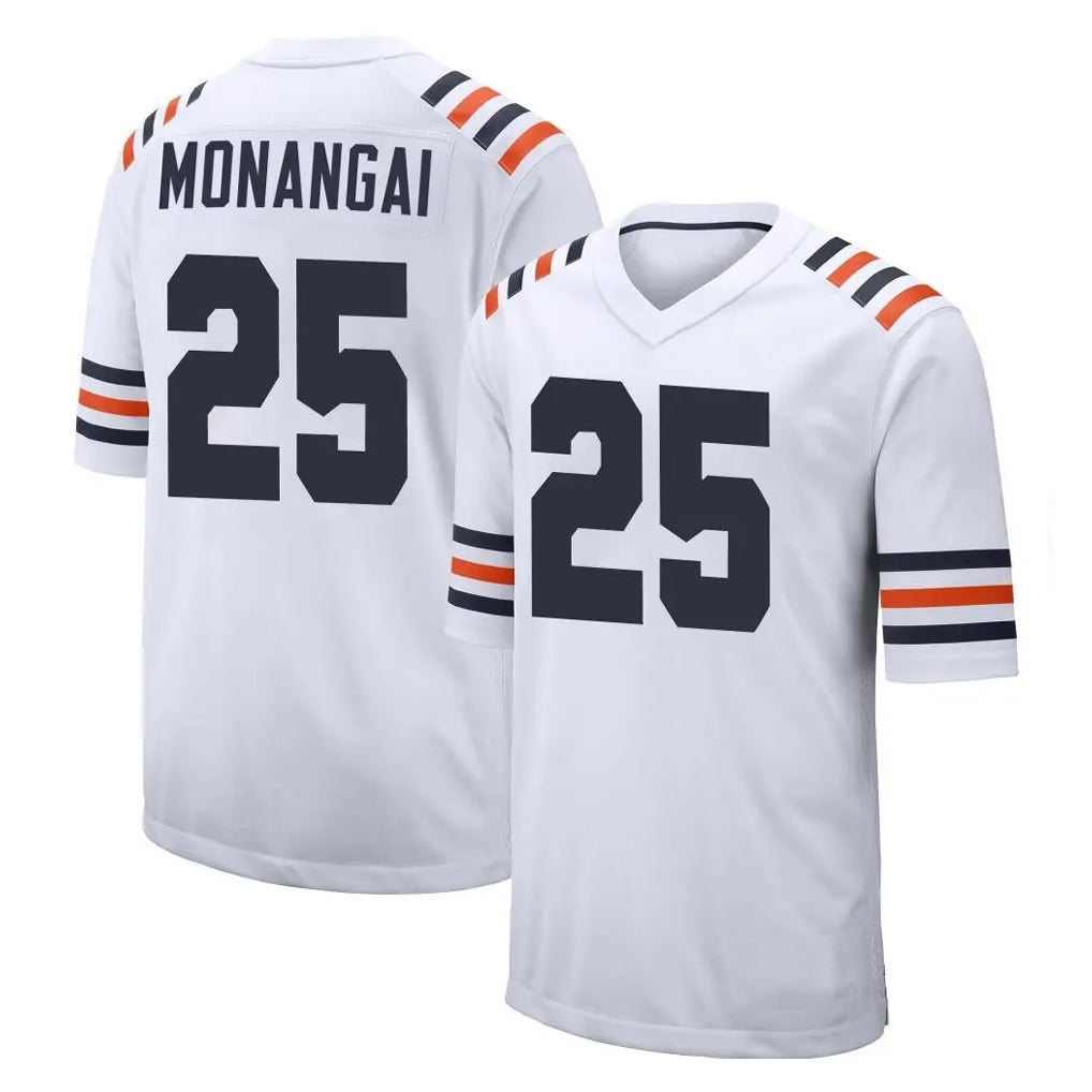 Blackjersey C.Bears #25 Kyle Monangai Player White Classic Home Game Stitched Jerseys