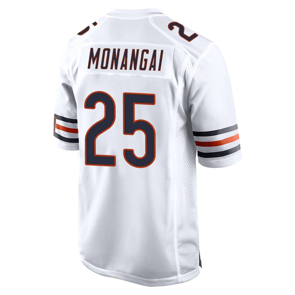 Blackjersey C.Bears #25 Kyle Monangai Player White Home Game Stitched Jerseys