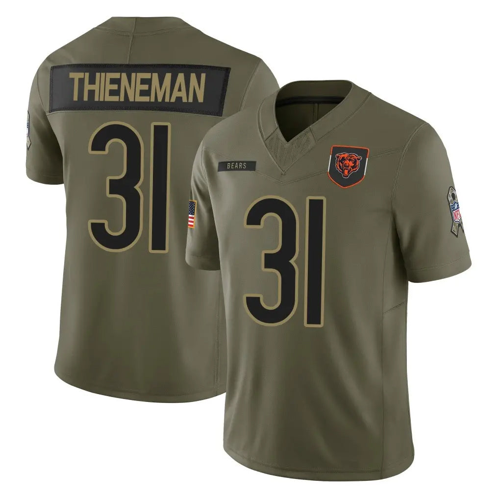 Blackjersey C.Bears #31 Dillon Thieneman Player Olive Salute to Service Limited Home Game Stitched Jerseys
