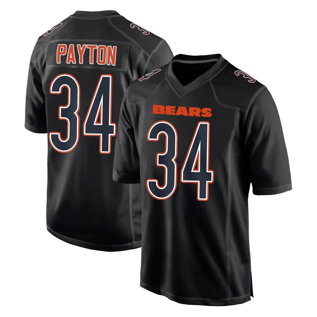 Blackjersey C.Bears #34 Walter Payton Player Carbon Black Fashion Game Stitched Jerseys