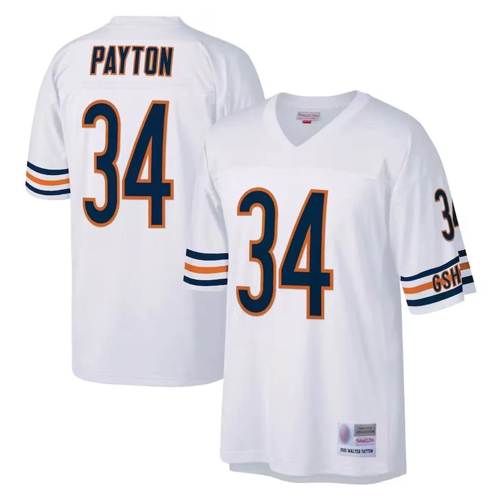 Blackjersey C.Bears #34 Walter Payton Player White 1985 Walter Payton Mitchell & Ness Throwback Retired Stitched Jerseys