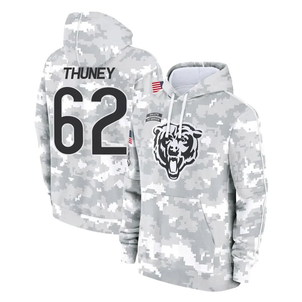Blackjersey C.Bears #62 Joe Thuney Player Arctic Camo Salute to Service Pullover Hoodies Limited Stitched Jerseys
