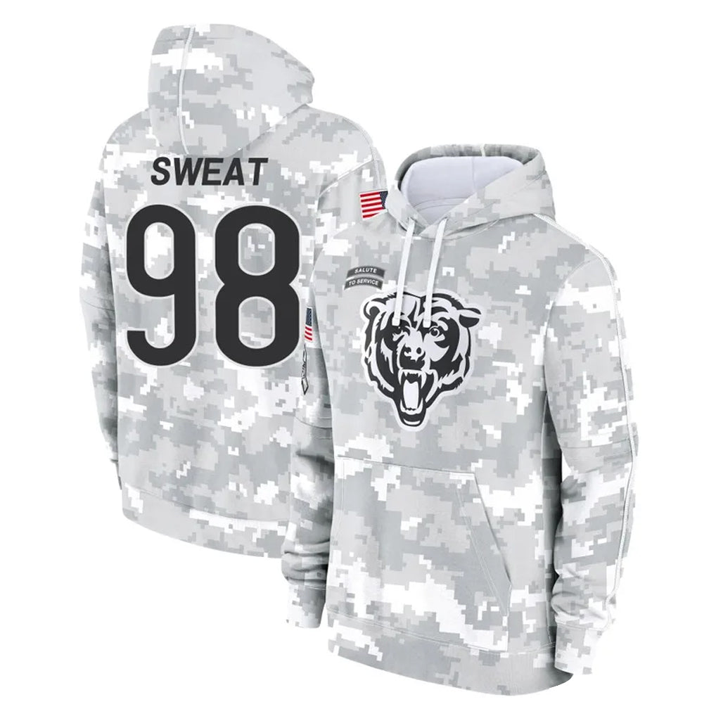 Blackjersey C.Bears #98 Montez Sweat Player Arctic Camo Salute to Service Pullover Hoodies Limited Stitched Jerseys