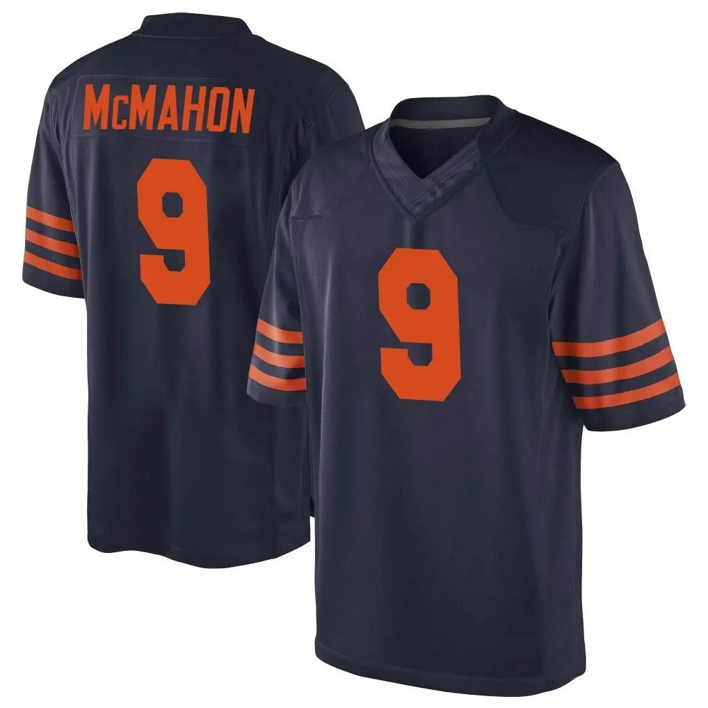 C.Bears #9 Jim McMahon Player Navy Blackjersey Blue Alternate Game Stitched Jerseys