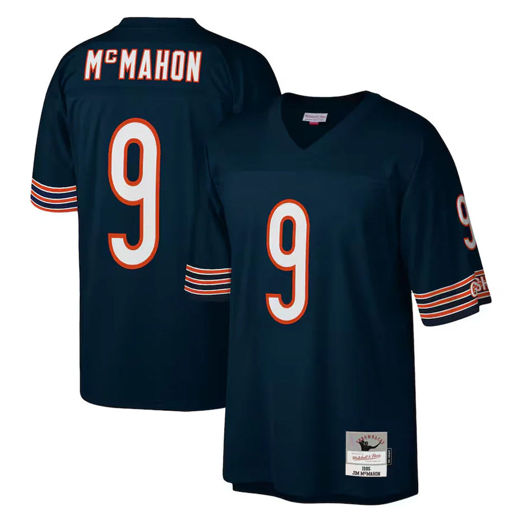 C.Bears #9 Jim McMahon Player Navy Blackjersey Mitchell & Ness Navy Legacy Replica Stitched Jerseys