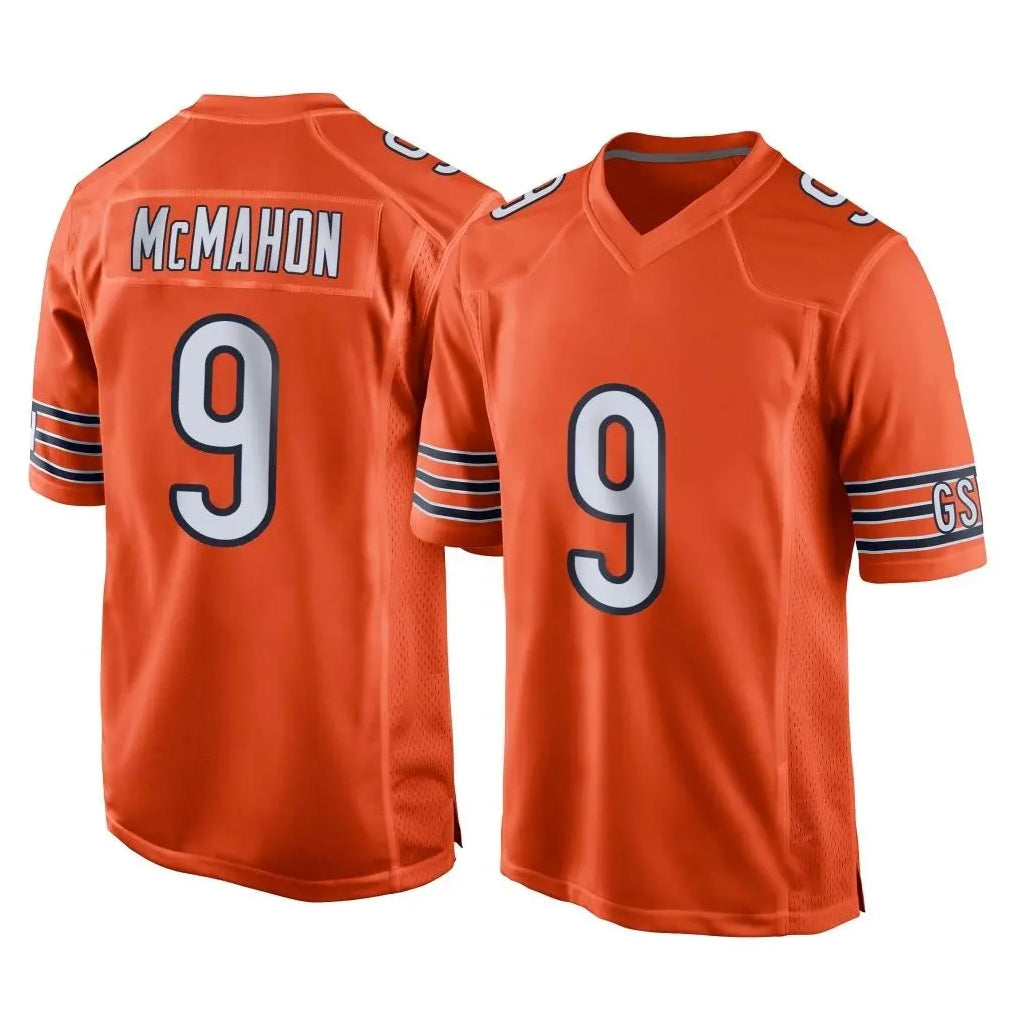 C.Bears #9 Jim McMahon Player Orange Blackjersey Home Game Stitched Jerseys
