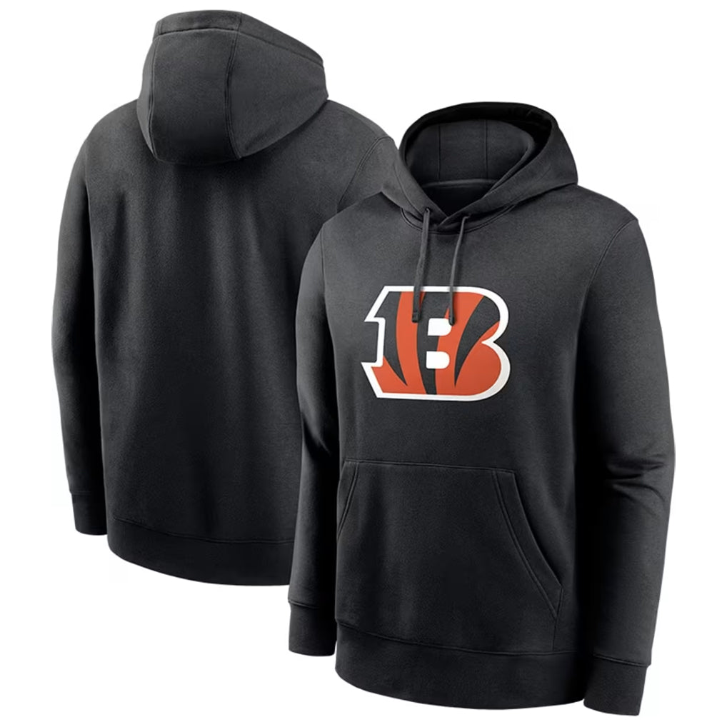 Blackjersey C.Bengals Black Long Sleeve Hoodie Blank Player Stitched Jerseys