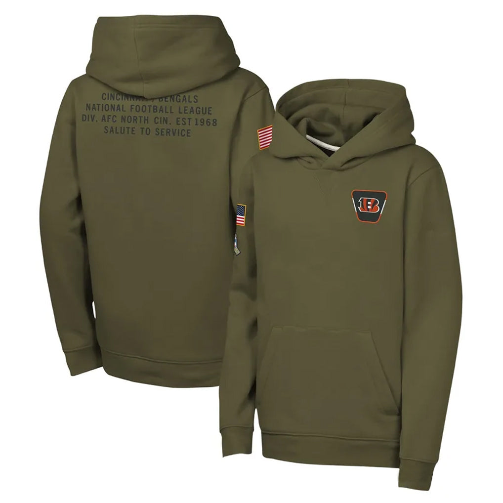 Blackjersey C.Bengals Olive Salute to Service Pullover Hoodies Limited Blank Player Stitched Jerseys
