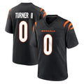 Blackjersey C.Bengals #0 DJ Turner II Player Black Home Game Stitched Jerseys