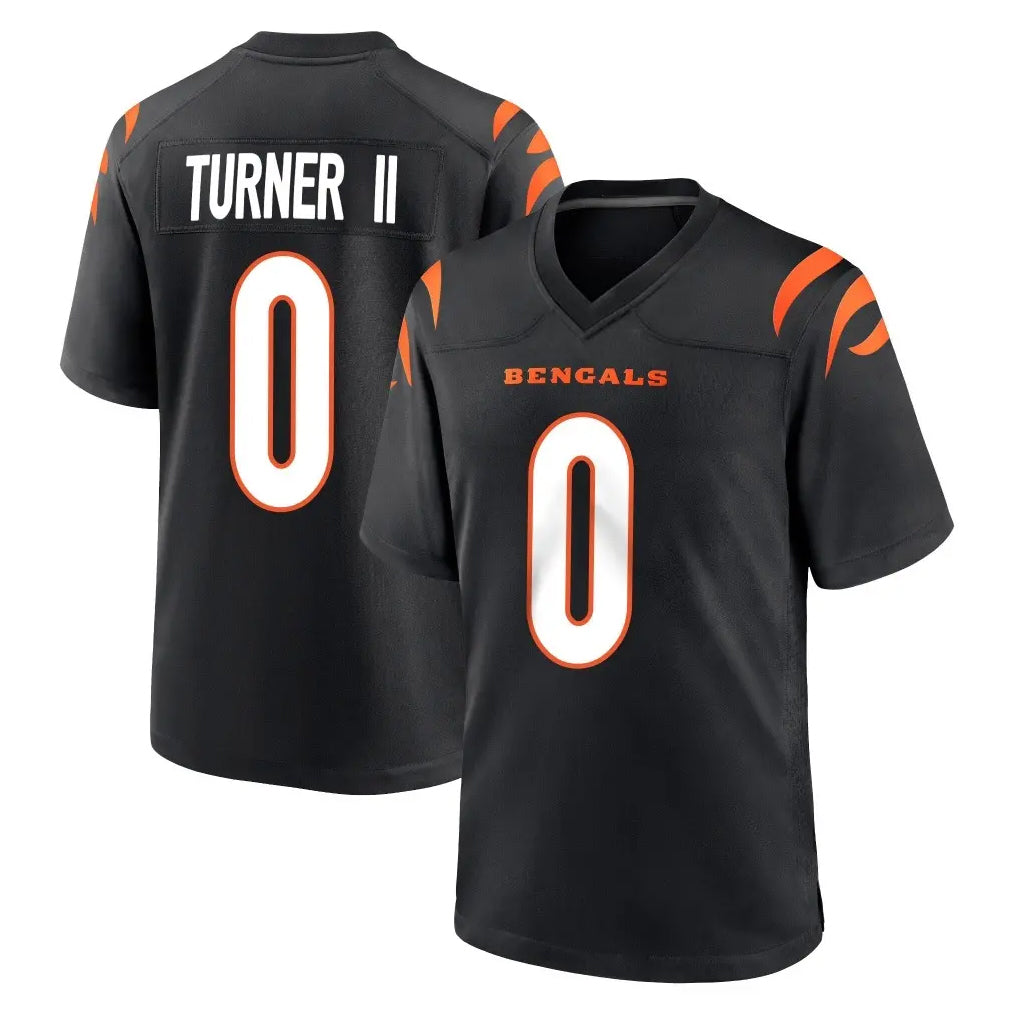 Blackjersey C.Bengals #0 DJ Turner II Player Black Home Game Stitched Jerseys