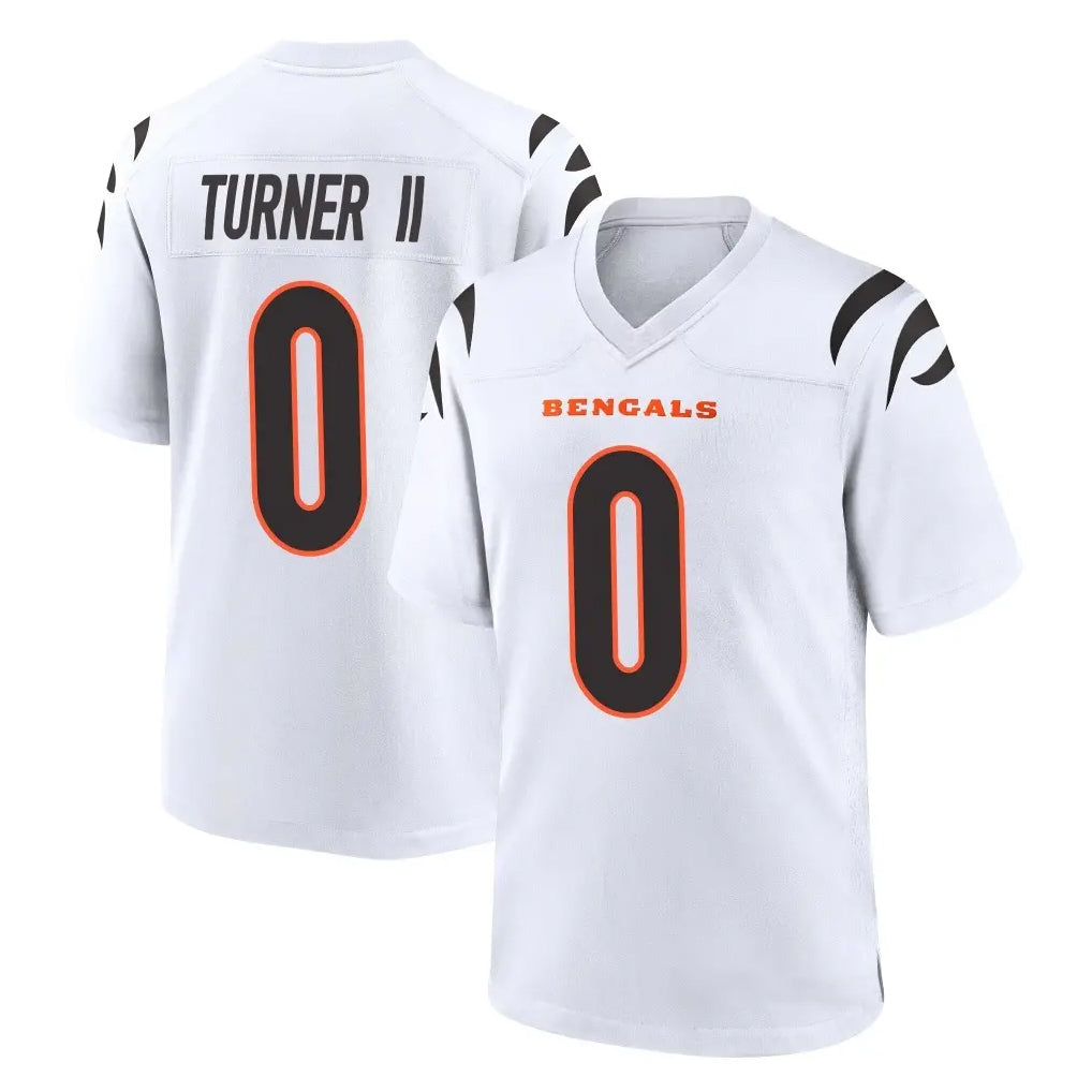 Blackjersey C.Bengals #0 DJ Turner II Player White Home Game Stitched Jerseys