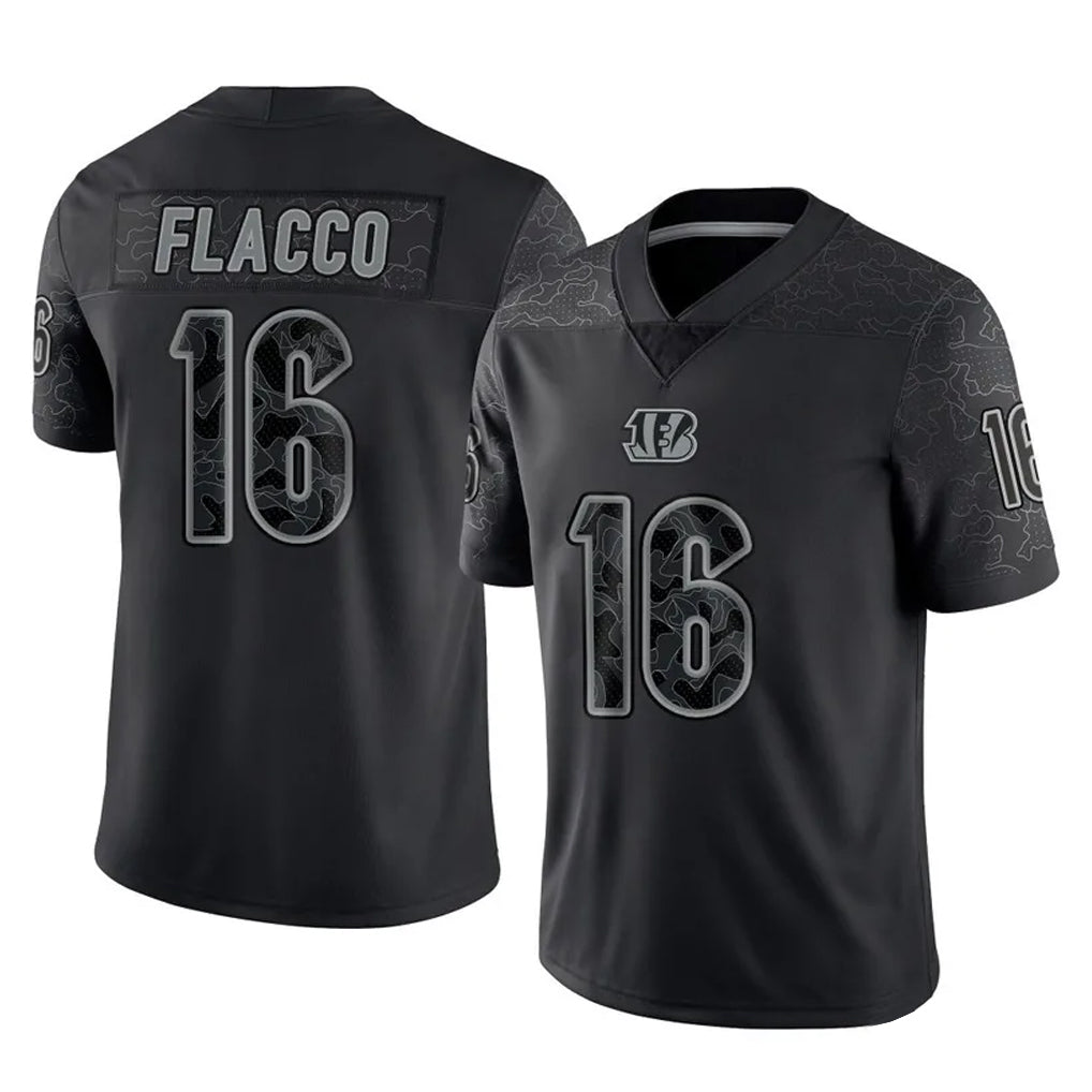 Blackjersey C.Bengals #16 Joe Flacco Player Black Reflective Limited Game Stitched Jerseys